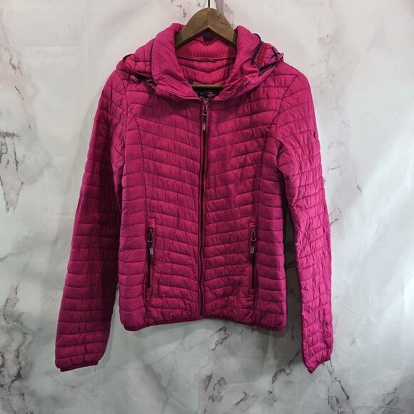 Superdry Jacket Womens Small Pink Synthetic Puffer Insulated Fuji Hooded - Picture 1 of 13